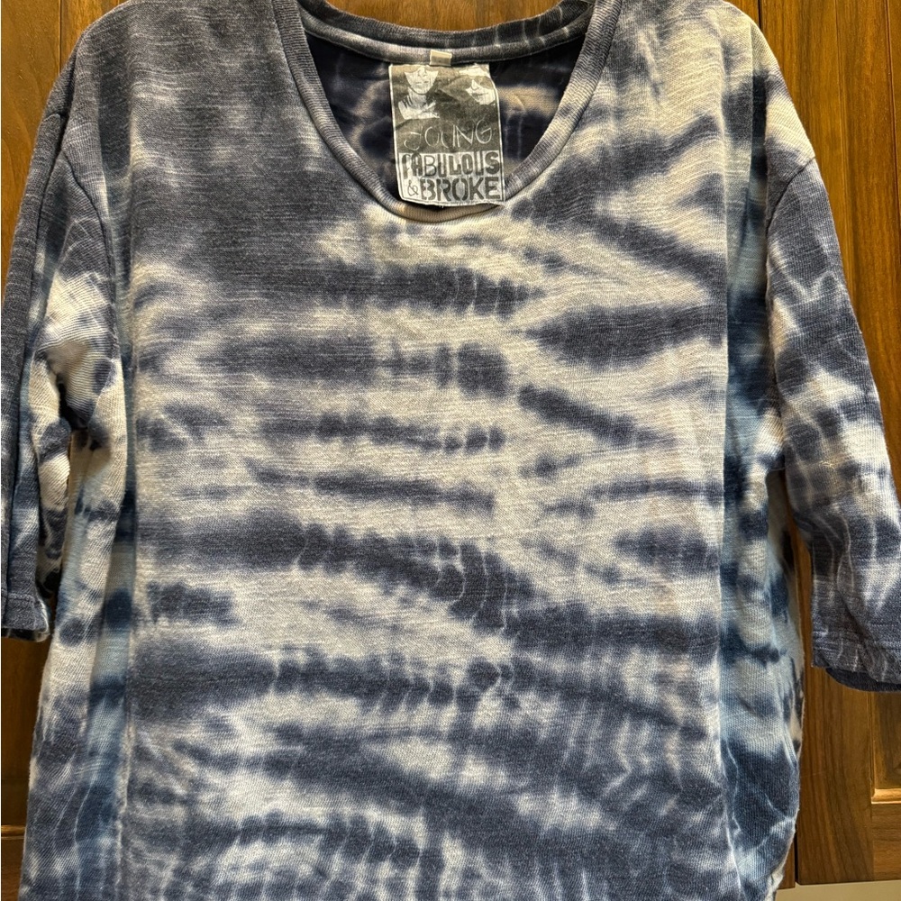 Young Fabulous & Broke Tie-dye-3/4 Sleeve Split Bk
